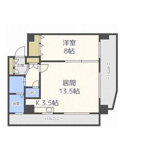 三和マンション(1LDK/9階)の間取り写真