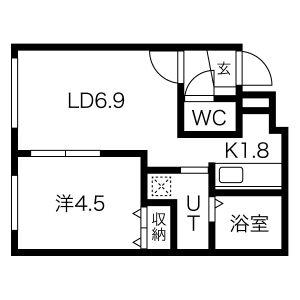 EXCEL学園前(1LDK/4階)の間取り写真