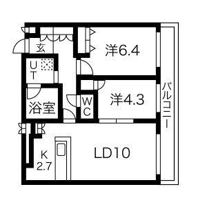 S-RESIDENCE桑園(2LDK/4階)の間取り写真