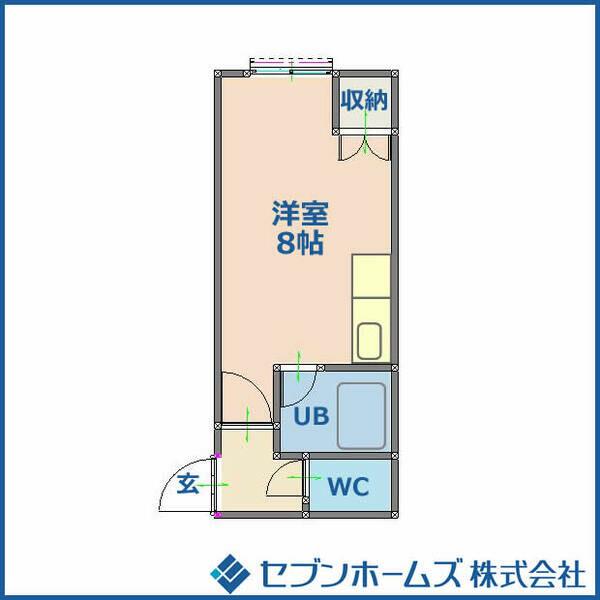 瀬比亜館南5条A棟(ワンルーム/1階)の間取り写真