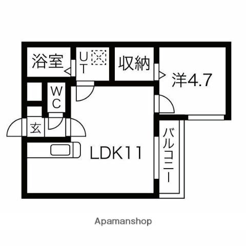 プリヴィエール西町(1LDK/4階)の間取り写真