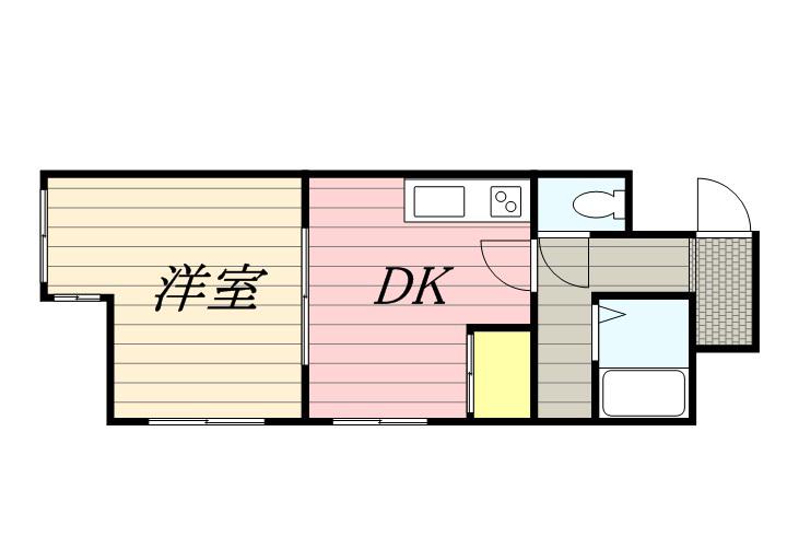 エスポアールさつみ(1DK/2階)の間取り写真