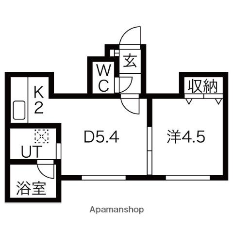 イーストコートIII(1DK/1階)の間取り写真