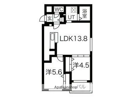 ブランシャール医大前(2LDK/3階)の間取り写真