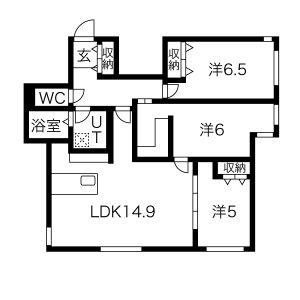 レブニーズ ザ・レジデンス 宮の森(3LDK/2階)の間取り写真