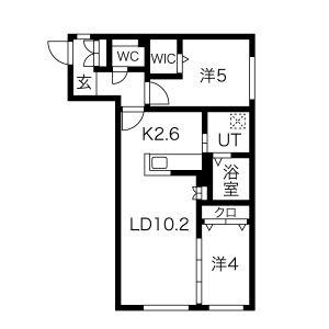 ALPHA GRANDE札幌南4条(2LDK/1階)の間取り写真
