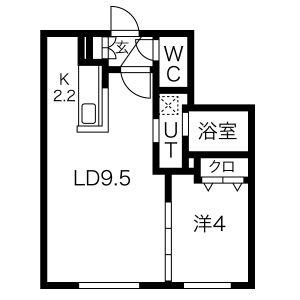 ラ・ムーン菊水(1LDK/4階)の間取り写真