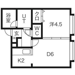 リバーサイドI(1DK/2階)の間取り写真