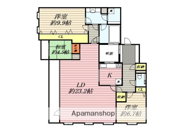 カルム宮の森ハウス(3LDK/2階)の間取り写真