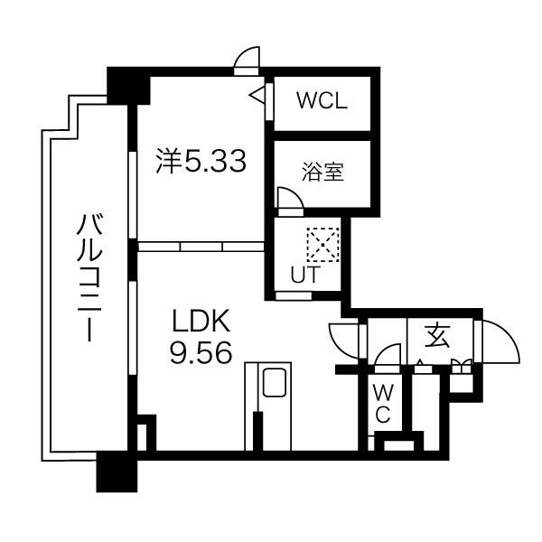 桂和レジデンス円山公園(1LDK/3階)の間取り写真