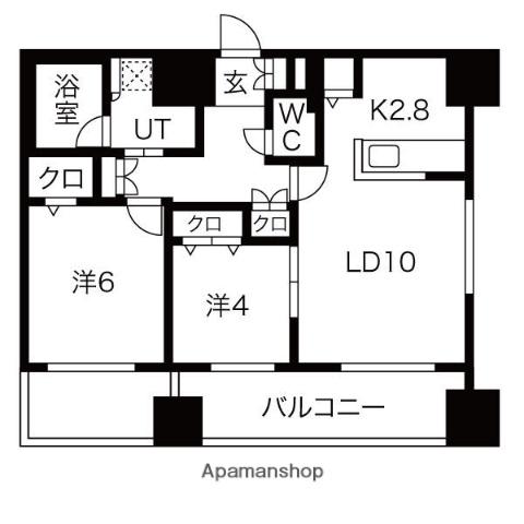 MJ SQUARE KOTONI(2LDK/11階)の間取り写真