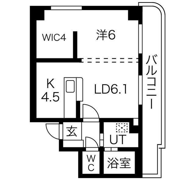 サンタの館医大前(1LDK/6階)の間取り写真