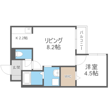 クチュール豊平美園(1LDK/4階)の間取り写真