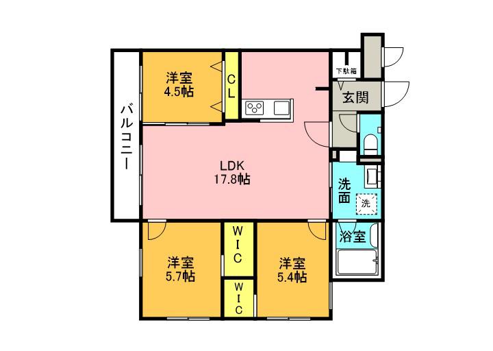 HIGH RESIDENCE YAMAHANA(3LDK/3階)の間取り写真