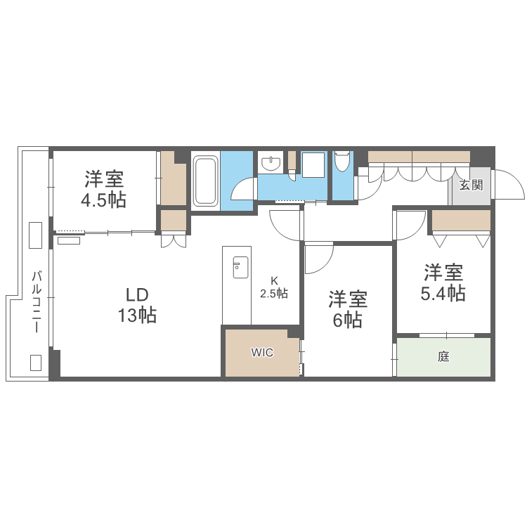 SーRESIDENCE南円山BLAZE(3LDK/1階)の間取り写真