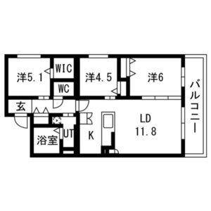 アルファスクエア南5条東(3LDK/7階)の間取り写真