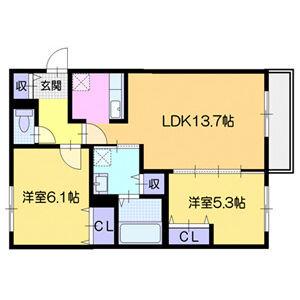 フローリス(2LDK/4階)の間取り写真