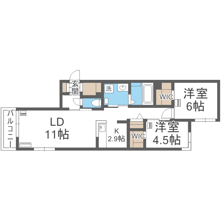 エフュート福住(2LDK/5階)の間取り写真