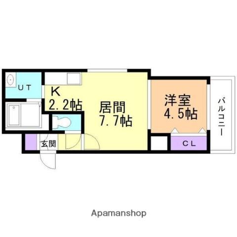ノースSHORE発寒(1LDK/3階)の間取り写真