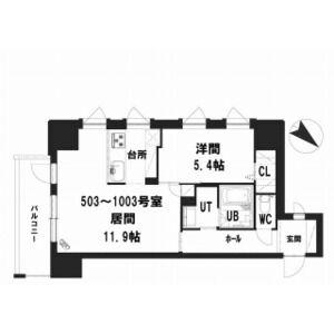 グランメール ハピネス美園(1LDK/9階)の間取り写真