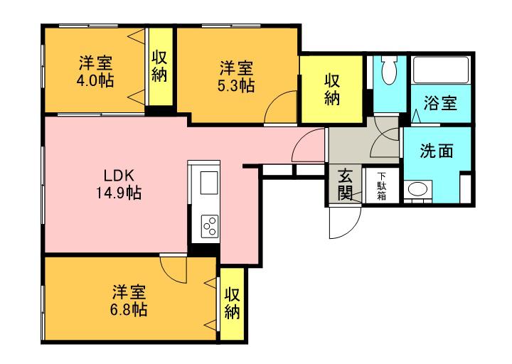 TーSTAGE FUSHIMI(3LDK/4階)の間取り写真