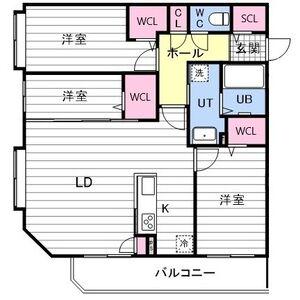 アルファスクエア宮の森3条(3LDK/4階)の間取り写真