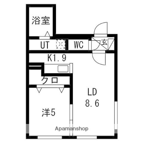 ALPHA琴似PREMIER 山の手3条1丁目(1LDK/4階)の間取り写真