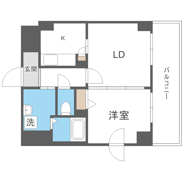 I-FRONT NAEBO (1LDK/6階)の間取り写真