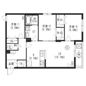  クレスト豊平公園 豊平6ー10(3LDK/3階)の間取り写真