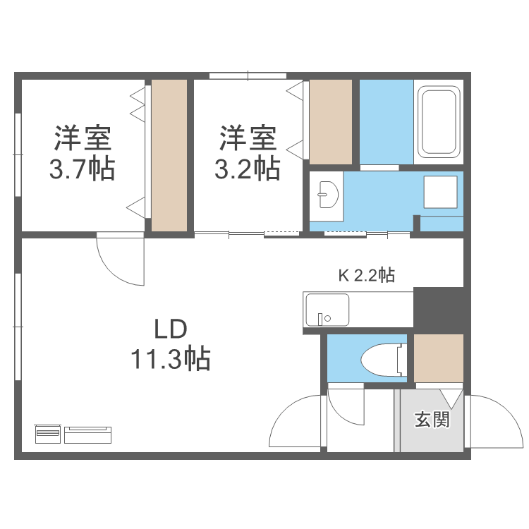 CIEL SEREIN円山(2LDK/3階)の間取り写真