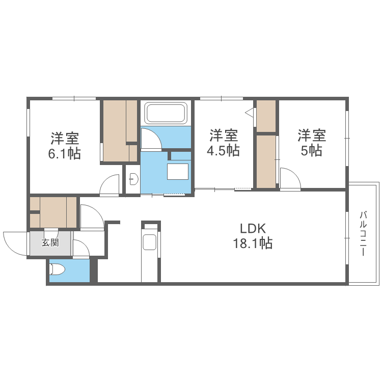ZABO HILLS MISONO(3LDK/3階)の間取り写真