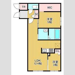 本通16丁目北(2LDK/1階)の間取り写真