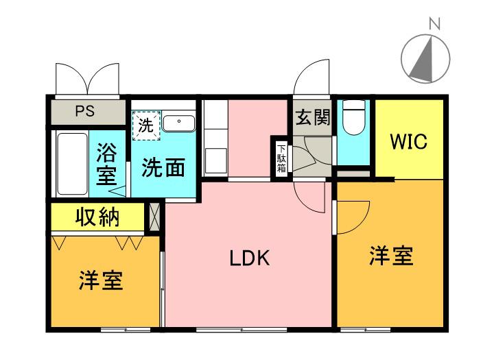 DAITO RESIDENCE 中央区役所前(2LDK/5階)の間取り写真