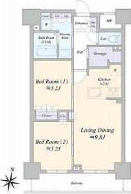 ジュノール札幌植物園(2LDK/8階)の間取り写真