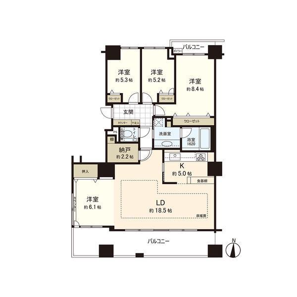 シティハウス円山北3条(3LDK/15階)の間取り写真