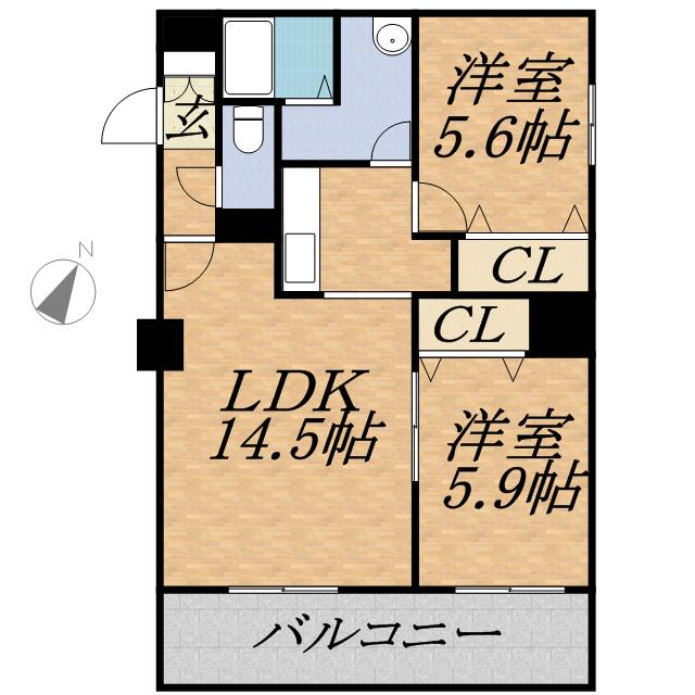グランカーサ北3条(2LDK/12階)の間取り写真