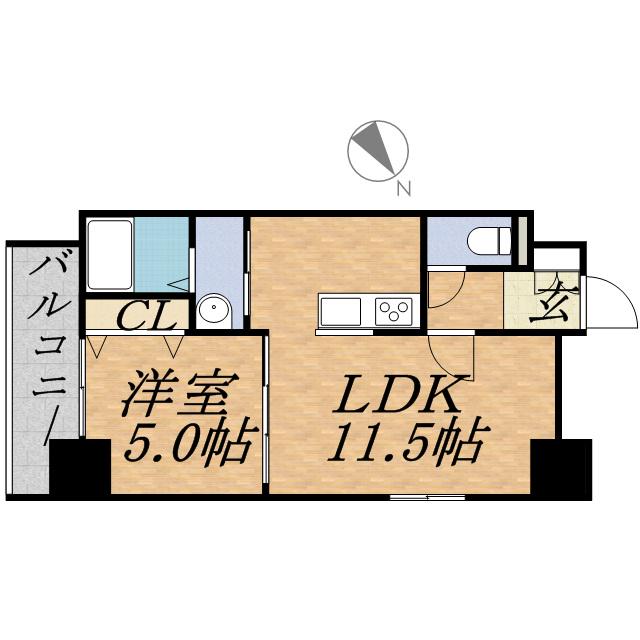 椿ガーデン(1LDK/4階)の間取り写真