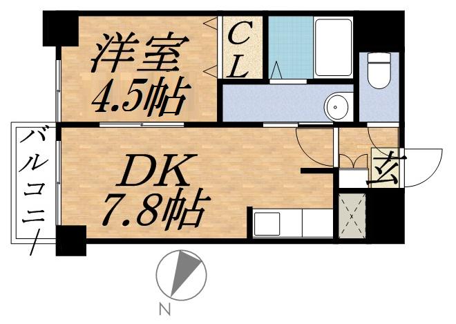 シュクル医大南(1DK/5階)の間取り写真