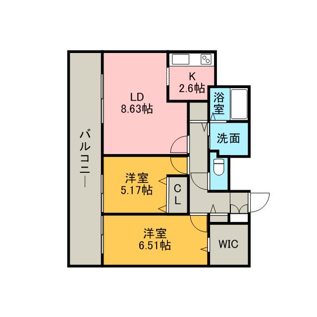 レジディア大通西(2LDK/11階)の間取り写真