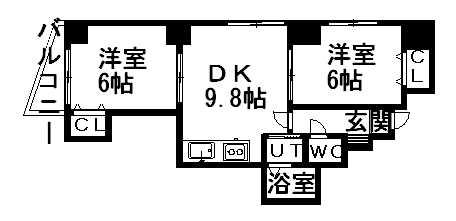 プレミエール中島公園通(2LDK/5階)の間取り写真