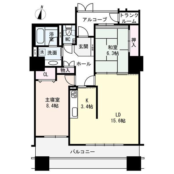 リブウェル北広島 エルフィン・ターミナル(2LDK/10階)の間取り写真