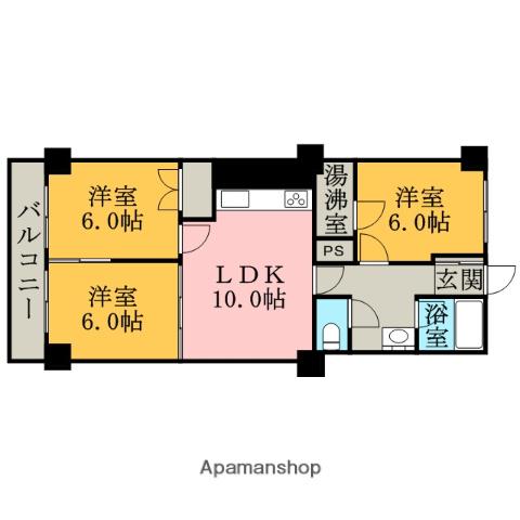 はまなすコーポ(3LDK/7階)の間取り写真