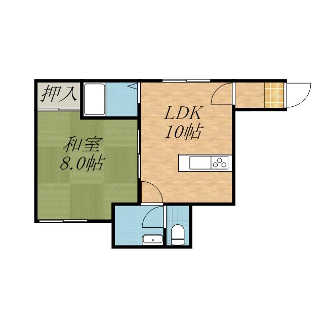 若葉ハウス(1LDK/4階)の間取り写真
