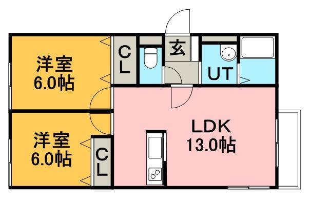 シティハイム高砂Ⅲ(2LDK/1階)の間取り写真
