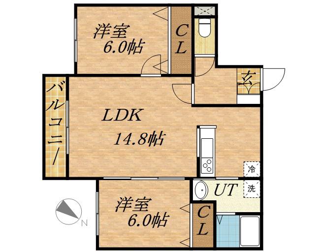 ル・ファール福住(2LDK/3階)の間取り写真