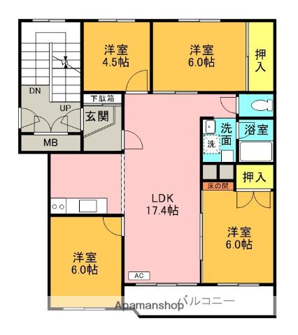 マンション厚別(4LDK/1階)の間取り写真