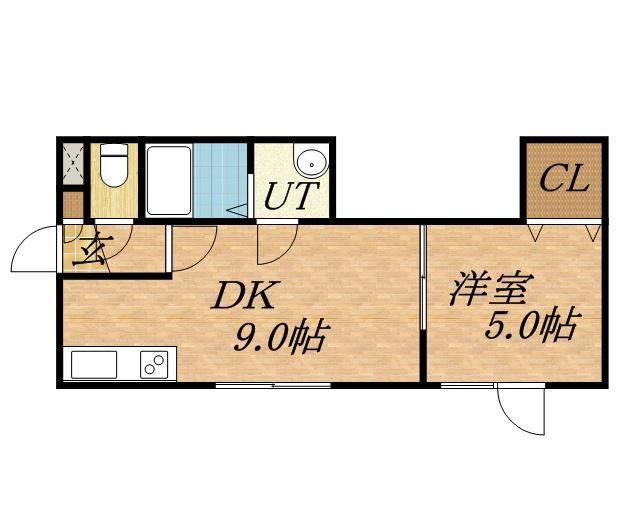 インフィニティⅡ(1DK/2階)の間取り写真
