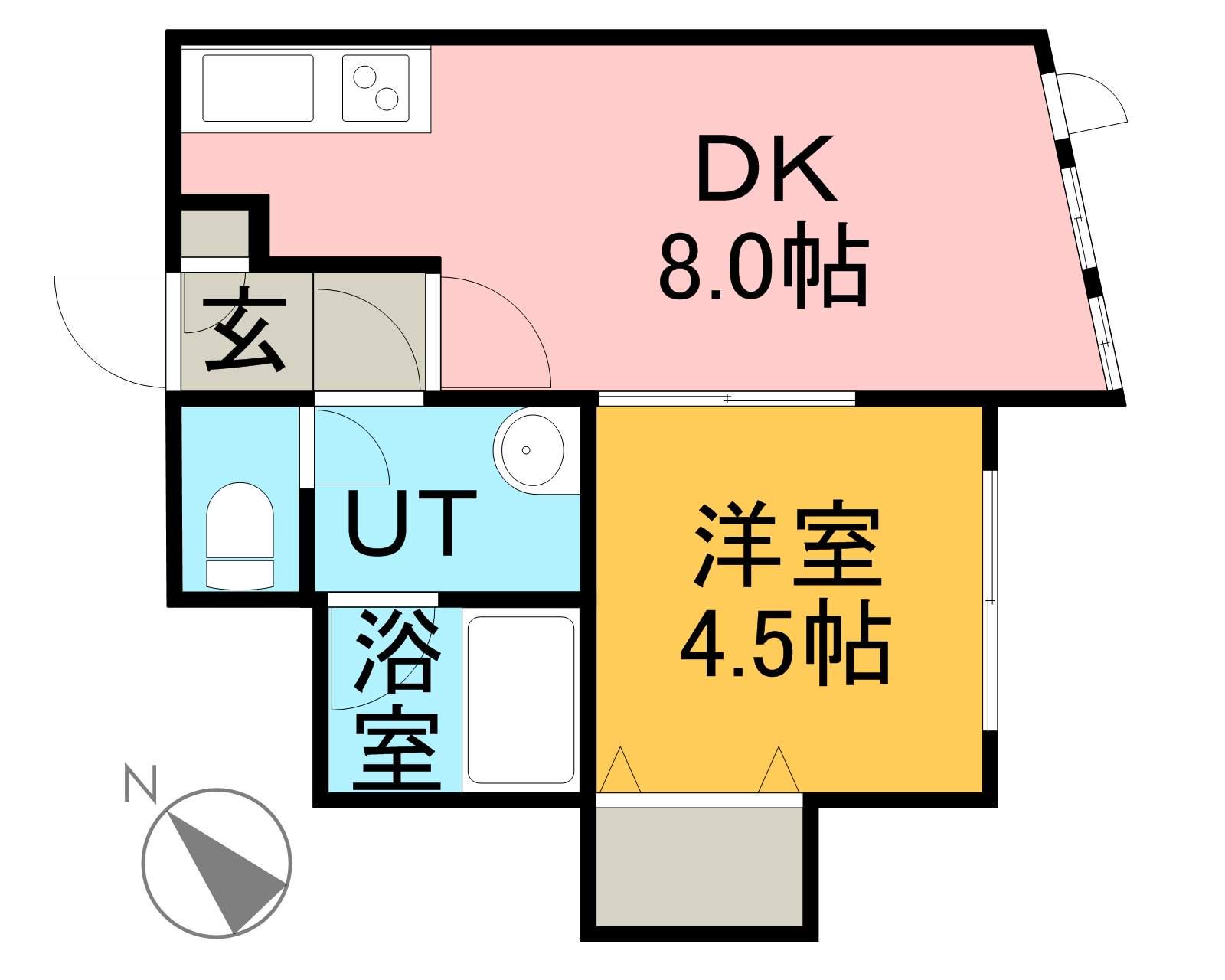 KAZU本通(1LDK/2階)の間取り写真