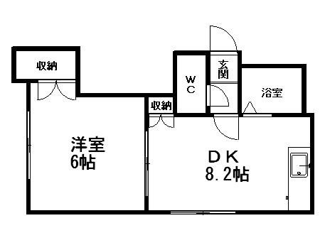 ハイツエミール(1LDK/2階)の間取り写真