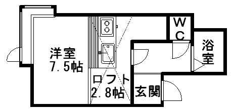 ソニア56B棟(ワンルーム/3階)の間取り写真